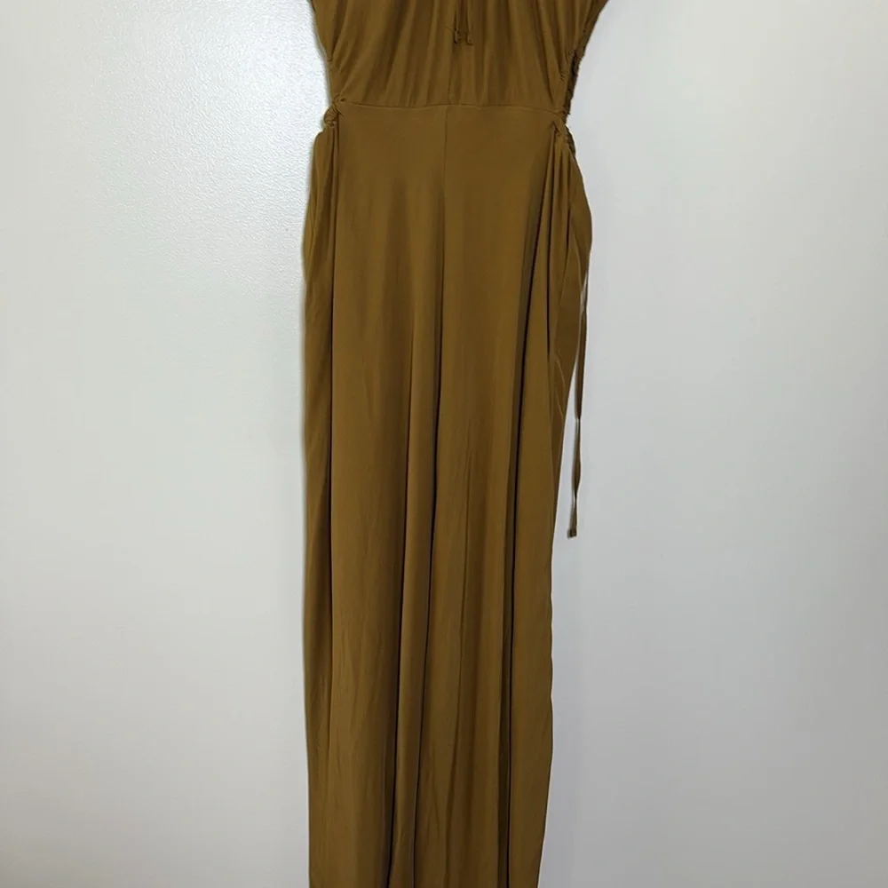 A New Day Brown Midi Dress Lightweight Cutout asymmetrical Hem‎ Tie Back Size M - Picture 8 of 15